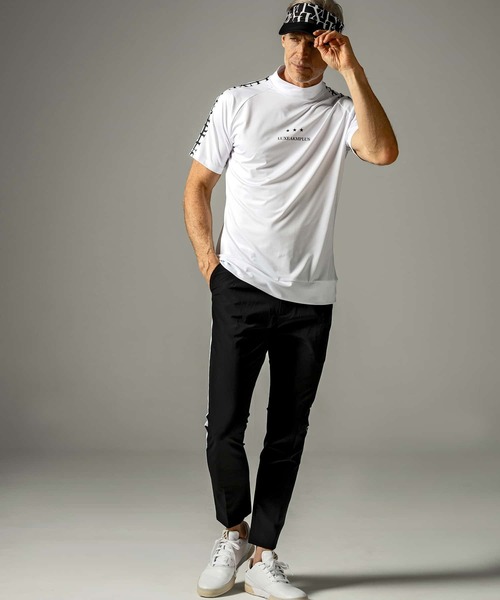 【セール】LUXEAKMPLUS(リュクスエイケイエムプラス)ゴルフ ラインロゴ半袖モックネックTシャツ（Tシャツ/カットソー）｜LUXEAKMPLUS（リュクスエイケイエムプラス）