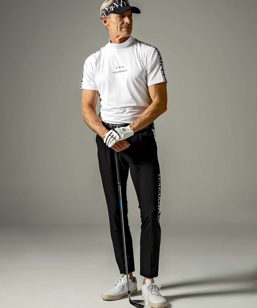 【セール】LUXEAKMPLUS(リュクスエイケイエムプラス)ゴルフ ラインロゴ半袖モックネックTシャツ（Tシャツ/カットソー）｜LUXEAKMPLUS（リュクスエイケイエムプラス）