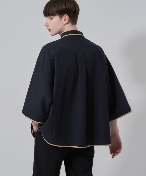 Adoon plain(アドーンプレーン)の「【Adoon plain】パイピング半袖シャツ(シャツ/ブラウス・メンズ・ネイビー/カーキ/ライトブルー/オフホワイト/チャコールグレー・LARGE/MEDIUM)」の19枚目の写真