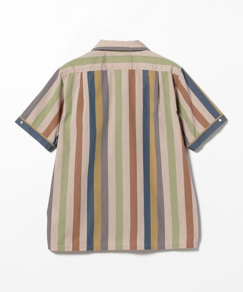 BEAMS PLUS（ビームスプラス）の「BEAMS PLUS / ポリエステル コットン マルチストライプ ショートスリーブ イタリアンカラー シャツ（シャツ/ブラウス・メンズ・ベージュ/オレンジ・XL/L/M/S）」の11枚目の写真