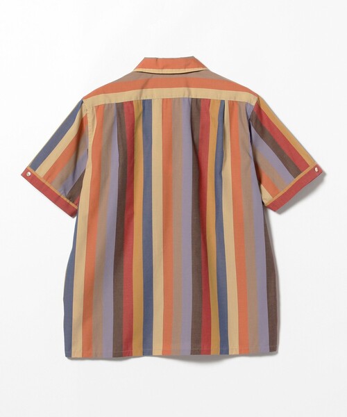 BEAMS PLUS（ビームスプラス）の「BEAMS PLUS / ポリエステル コットン マルチストライプ ショートスリーブ イタリアンカラー シャツ（シャツ/ブラウス・メンズ・ベージュ/オレンジ・XL/L/M/S）」の14枚目の写真