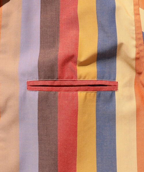 BEAMS PLUS（ビームスプラス）の「BEAMS PLUS / ポリエステル コットン マルチストライプ ショートスリーブ イタリアンカラー シャツ（シャツ/ブラウス・メンズ・ベージュ/オレンジ・XL/L/M/S）」の18枚目の写真