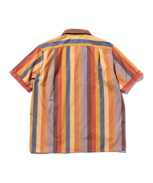 BEAMS PLUS（ビームスプラス）の「BEAMS PLUS / ポリエステル コットン マルチストライプ ショートスリーブ イタリアンカラー シャツ（シャツ/ブラウス・メンズ・ベージュ/オレンジ・XL/L/M/S）」の20枚目の写真