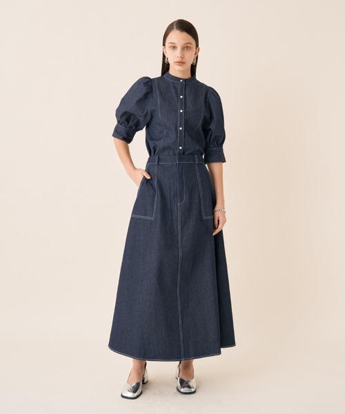 Solace（ソレイス）の「ツイルデニムパワショルブラウス（シャツ/ブラウス・レディース・ホワイト/ネイビー・FREE）」の18枚目の写真