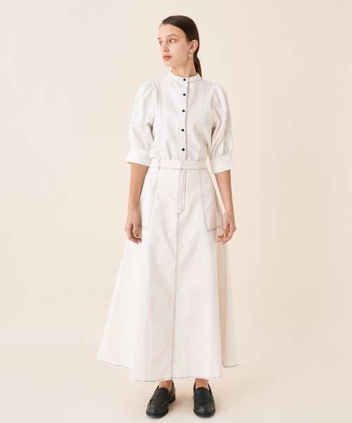 Solace（ソレイス）の「ツイルデニムパワショルブラウス（シャツ/ブラウス・レディース・ホワイト/ネイビー・FREE）」の6枚目の写真