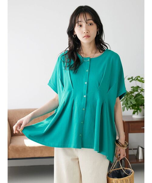 CRAFT STANDARD BOUTIQUE（クラフトスタンダードブティック）の「前後2wayタックプルオーバー（Tシャツ/カットソー・レディース・グレイッシュベージュ/グリーン/ブラック・FREE）」の4枚目の写真