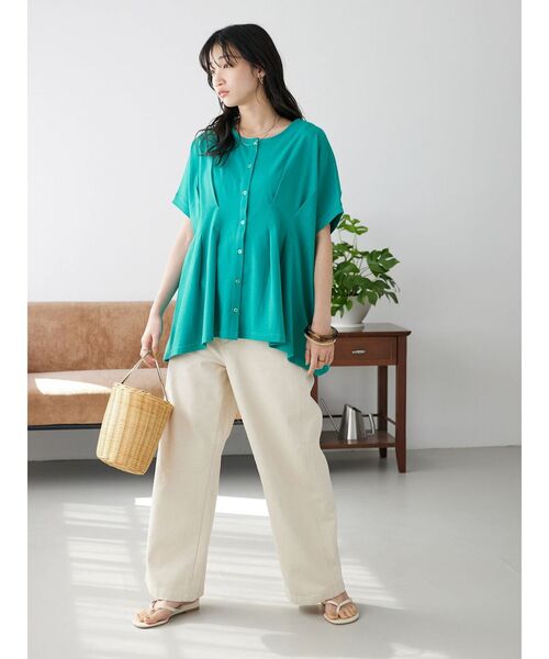 CRAFT STANDARD BOUTIQUE（クラフトスタンダードブティック）の「前後2wayタックプルオーバー（Tシャツ/カットソー・レディース・グレイッシュベージュ/グリーン/ブラック・FREE）」の9枚目の写真