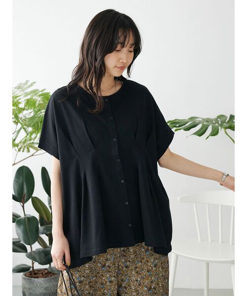 CRAFT STANDARD BOUTIQUE（クラフトスタンダードブティック）の「前後2wayタックプルオーバー（Tシャツ/カットソー・レディース・グレイッシュベージュ/グリーン/ブラック・FREE）」の18枚目の写真