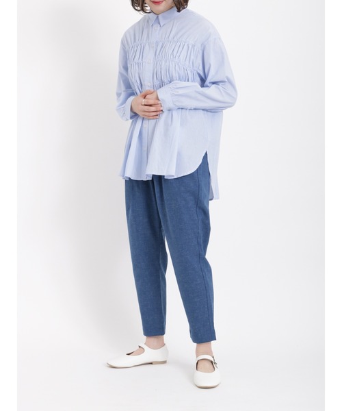 sm2rhythm（サマンサモスモスリズム）の「ストライプギャザーチュニック（チュニック・レディース・ネイビー/サックスブルー/オレンジ・ﾌﾘ-）」の5枚目の写真