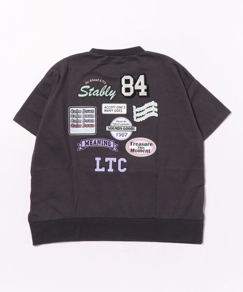 LOVETOXIC(ラブトキシック)の「ワッペンBIG半T(Tシャツ/カットソー・キッズ・オフホワイト/チャコール/ライトグレー・L/S/M/SS)」の4枚目の写真
