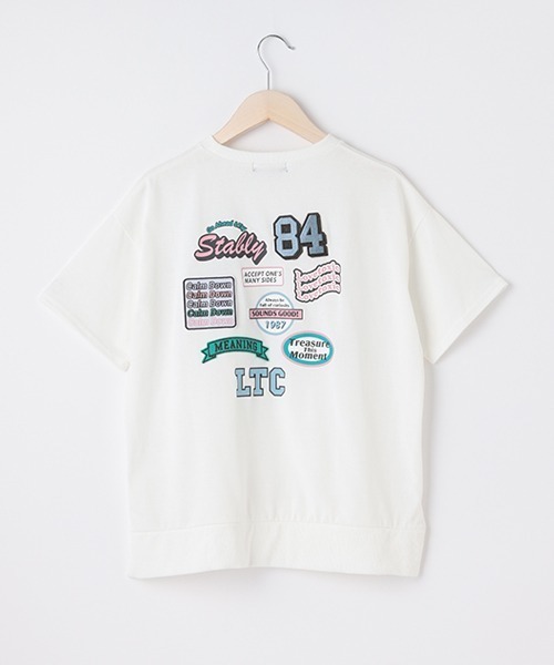 LOVETOXIC(ラブトキシック)の「ワッペンBIG半T(Tシャツ/カットソー・キッズ・オフホワイト/チャコール/ライトグレー・L/S/M/SS)」の7枚目の写真