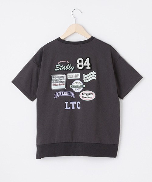 LOVETOXIC(ラブトキシック)の「ワッペンBIG半T(Tシャツ/カットソー・キッズ・オフホワイト/チャコール/ライトグレー・L/S/M/SS)」の9枚目の写真
