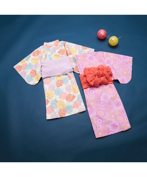 BREEZE（ブリーズ）の「【すっぽり着られる/帯セット】花火＆水風船柄浴衣（浴衣・キッズ・レインボー/ラベンダー・100/110/120/130/140）」の13枚目の写真