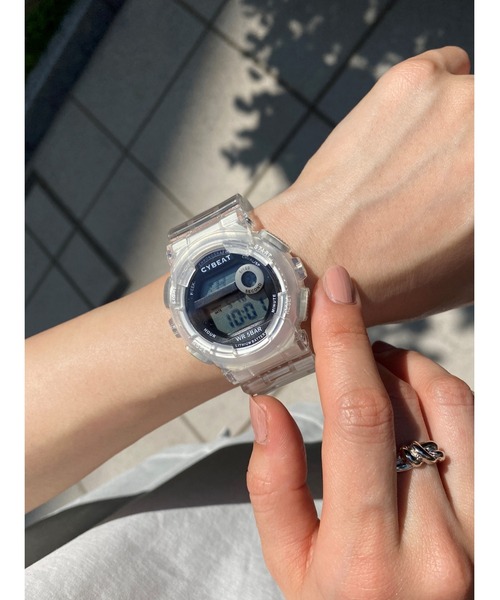 Three Four Time(スリーフォータイム)の「5気圧防水 クリアベルトデジタルウォッチ / 時計(アナログ腕時計・レディース・ベージュ/ホワイト・FREE)」の14枚目の写真