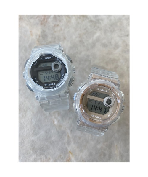Three Four Time(スリーフォータイム)の「5気圧防水 クリアベルトデジタルウォッチ / 時計(アナログ腕時計・レディース・ベージュ/ホワイト・FREE)」の17枚目の写真
