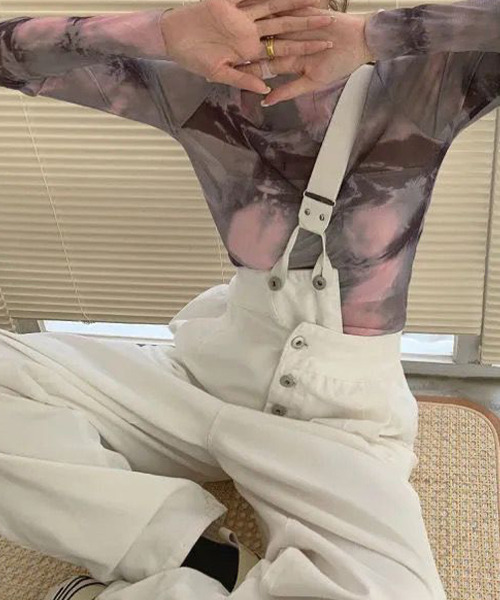 c.u.l（シーユーエル）の「タイダイ柄 シアーハイネックカットソー culw475（Tシャツ/カットソー・レディース・グレー・FREE）」の9枚目の写真