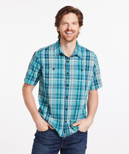 L.L.Bean（エルエルビーン）の「ラギッド・リネン・ブレンド・シャツ、半袖　プラッド　トラディショナル・フィット（ゆったりフィット）米国フィット・レギュラー（シャツ/ブラウス・メンズ・レッド系その他/ブラウン系その他・SMALL/MEDIUM/LARGE/X-LARGE）」の5枚目の写真