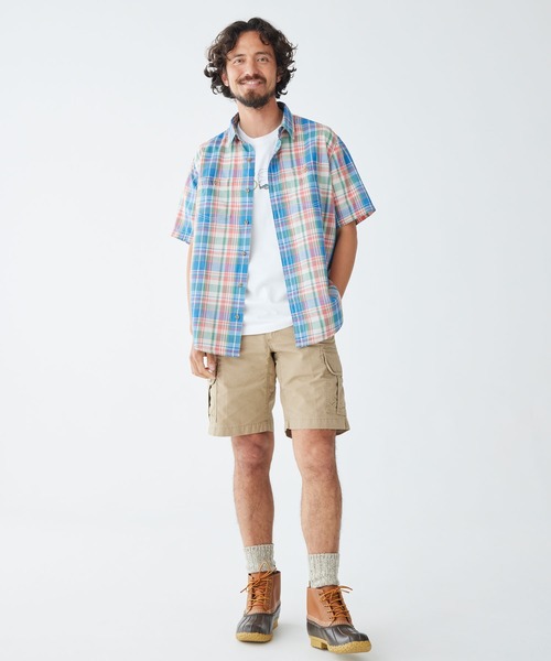 L.L.Bean（エルエルビーン）の「ラギッド・リネン・ブレンド・シャツ、半袖　プラッド　トラディショナル・フィット（ゆったりフィット）米国フィット・レギュラー（シャツ/ブラウス・メンズ・レッド系その他/ブラウン系その他・SMALL/MEDIUM/LARGE/X-LARGE）」の8枚目の写真