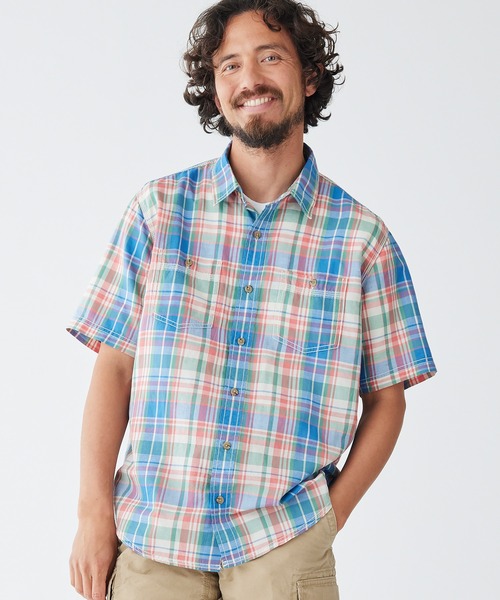 L.L.Bean（エルエルビーン）の「ラギッド・リネン・ブレンド・シャツ、半袖　プラッド　トラディショナル・フィット（ゆったりフィット）米国フィット・レギュラー（シャツ/ブラウス・メンズ・レッド系その他/ブラウン系その他・SMALL/MEDIUM/LARGE/X-LARGE）」の13枚目の写真