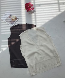 AS KNOW AS plus | 〇リネンライク ステッチVネックベスト(ベスト)