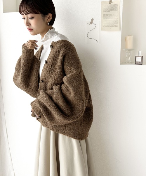 classicalelf(クラシカルエルフ)の「大人の愛されアイテム。リサイクルポリエステル2wayざっくり編みカーディガン(カーディガン/ボレロ・レディース・ブラウン/アイボリー/グレー/イエロー・LARGE/MEDIUM/SMALL/X-LARGE)」の12枚目の写真