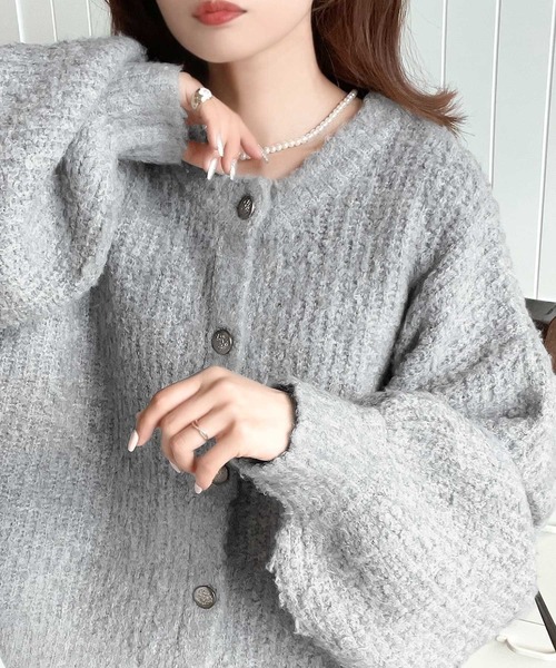 classicalelf(クラシカルエルフ)の「大人の愛されアイテム。リサイクルポリエステル2wayざっくり編みカーディガン(カーディガン/ボレロ・レディース・ブラウン/アイボリー/グレー/イエロー・LARGE/MEDIUM/SMALL/X-LARGE)」の5枚目の写真