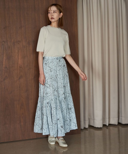 ROPE' PICNIC(ロペピクニック)の「【emur/エミュール】セットアップ対応/アートフラワー柄スカート(スカート・レディース・ブラック/サックスブルー・38)」の11枚目の写真