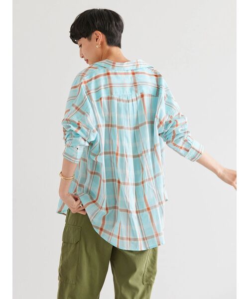 AMERICAN HOLIC（アメリカンホリック）の「インドコットンマドラスチェックシャツ（シャツ/ブラウス・レディース・サックスブルー/ライトベージュ/ネイビー/ピンク・L/M）」の18枚目の写真