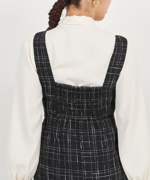 ROYAL PARTY（ロイヤルパーティー）の「レトロ釦ツイードジャンパースカート（ジャンパースカート・レディース・ライトグレー/レッド/ブラック・FREE）」の15枚目の写真