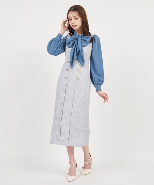 ROYAL PARTY（ロイヤルパーティー）の「レトロ釦ツイードジャンパースカート（ジャンパースカート・レディース・ライトグレー/レッド/ブラック・FREE）」の22枚目の写真