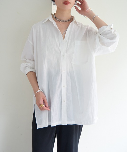 SHENERY(シーナリー)の「コットンベーシックオーバーシャツ(シャツ/ブラウス・レディース・ピンク/オフホワイト・FREE)」の17枚目の写真