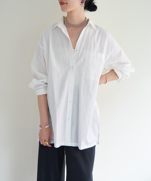 SHENERY(シーナリー)の「コットンベーシックオーバーシャツ(シャツ/ブラウス・レディース・ピンク/オフホワイト・FREE)」の12枚目の写真