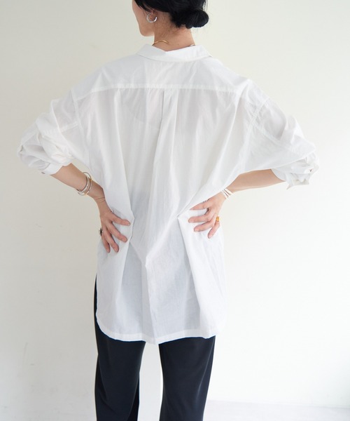 SHENERY(シーナリー)の「コットンベーシックオーバーシャツ(シャツ/ブラウス・レディース・ピンク/オフホワイト・FREE)」の6枚目の写真