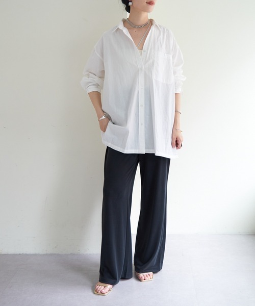 SHENERY(シーナリー)の「コットンベーシックオーバーシャツ(シャツ/ブラウス・レディース・ピンク/オフホワイト・FREE)」の18枚目の写真