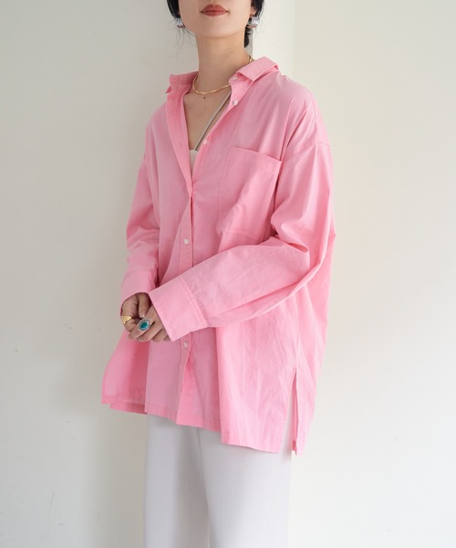 SHENERY(シーナリー)の「コットンベーシックオーバーシャツ(シャツ/ブラウス・レディース・ピンク/オフホワイト・FREE)」の9枚目の写真