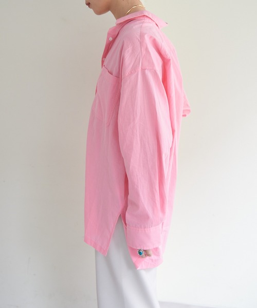 SHENERY(シーナリー)の「コットンベーシックオーバーシャツ(シャツ/ブラウス・レディース・ピンク/オフホワイト・FREE)」の3枚目の写真