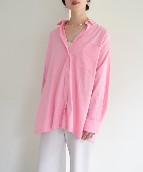 SHENERY(シーナリー)の「コットンベーシックオーバーシャツ(シャツ/ブラウス・レディース・ピンク/オフホワイト・FREE)」の15枚目の写真