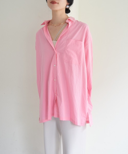SHENERY(シーナリー)の「コットンベーシックオーバーシャツ(シャツ/ブラウス・レディース・ピンク/オフホワイト・FREE)」の21枚目の写真