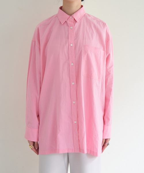 SHENERY(シーナリー)の「コットンベーシックオーバーシャツ(シャツ/ブラウス・レディース・ピンク/オフホワイト・FREE)」の14枚目の写真