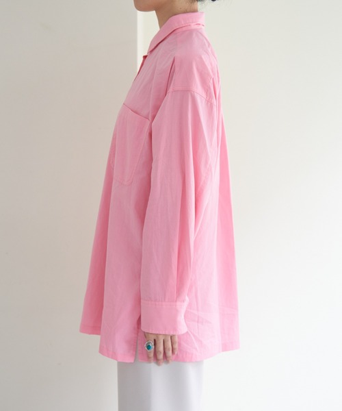 SHENERY(シーナリー)の「コットンベーシックオーバーシャツ(シャツ/ブラウス・レディース・ピンク/オフホワイト・FREE)」の8枚目の写真
