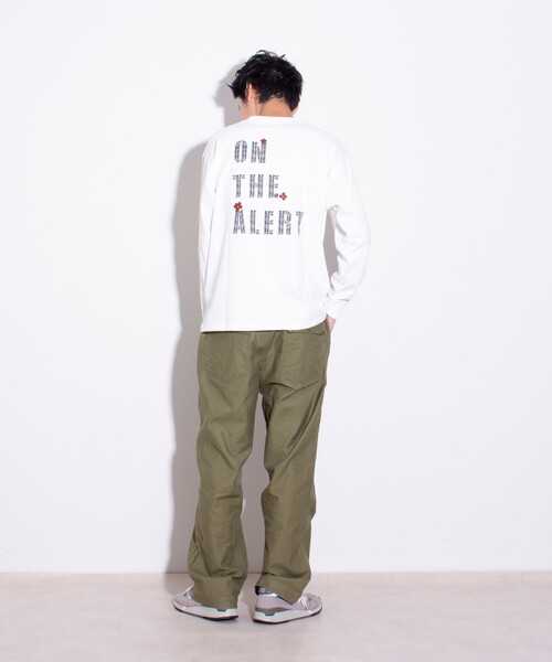 GLOSTER（グロスター）の「【GLOSTER/グロスター】ワンポイント刺繍 タイガーリーフ ロンT バックプリント ベトジャン（Tシャツ/カットソー・メンズ・ネイビー/オリーブ/ホワイト・S/M/L）」の7枚目の写真