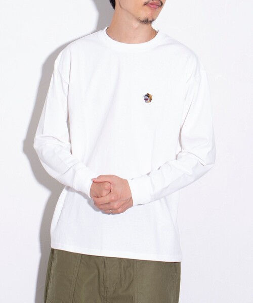 GLOSTER（グロスター）の「【GLOSTER/グロスター】ワンポイント刺繍 タイガーリーフ ロンT バックプリント ベトジャン（Tシャツ/カットソー・メンズ・ネイビー/オリーブ/ホワイト・S/M/L）」の9枚目の写真