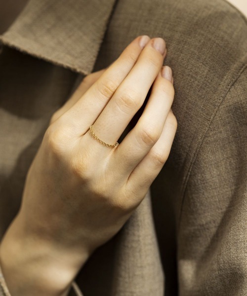 Canal 4℃（カナルヨンドシー）の「【earjoy】K10イエローゴールド チェーンリング（リング・レディース・イエローゴールド・#14/#12）」の3枚目の写真