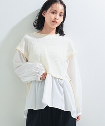 Ray BEAMS | Ray BEAMS / ケーブル キリカエ プルオーバー シャツ(Tシャツ/カットソー)