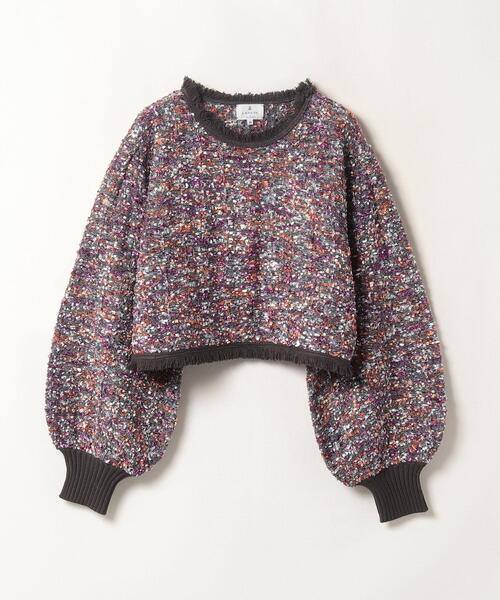 LANVIN en Bleu(ランバンオンブルー)の「クロップドツイードニット(ニット/セーター・レディース・ピンク/ブラック・38)」の22枚目の写真