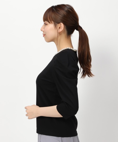 MISCH MASCH(ミッシュマッシュ)の「■2023秋冬新作■パールトリミングカットソー/MM338201(Tシャツ/カットソー・レディース・ピンク/ホワイト/ブラック・フリ-)」の6枚目の写真