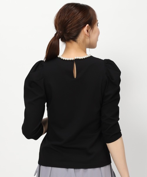 MISCH MASCH(ミッシュマッシュ)の「■2023秋冬新作■パールトリミングカットソー/MM338201(Tシャツ/カットソー・レディース・ピンク/ホワイト/ブラック・フリ-)」の7枚目の写真