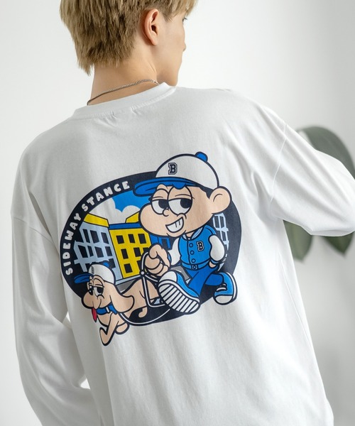 SIDEWAY STANCE（サイドウェイスタンス）の「【SIDEWAY STANCE】オリジナル グラフィック プリント ロンT（Tシャツ/カットソー・メンズ・ブラック/ブルー系/ホワイト/ブルー/ホワイト系/ブラック系/イエロー系/ホワイト系1/ブラック系1/パープル/グレー/ホワイト系3/ブラック系3/グレー系/ダークブルー/ホワイト系2/ブラック系2/グレー系1/ブルー系1/カーキ/パープル系/グレー系2/パープル系1/グレー系その他/パープル系その他/グレー系4/ブラック系4/カーキ系4/ホワイト系4/カーキ系5/ホワイト系5/ブラック系5/グレー系5/ブラック系6/ブラック系7/ブラック系8/ホワイト系6/ホワイト系7/ホワイト系8/ブラック系9/ホワイト系9/ブラック系その他3/グレー系その他3/ホワイト系その他3/ブラック系その他/ホワイト系その他2/ブラック系その他2/グリーン系その他/グレー系その他2/ホワイト系その他・LARGE/X-LARGE/MEDIUM/SMALL）」の10枚目の写真