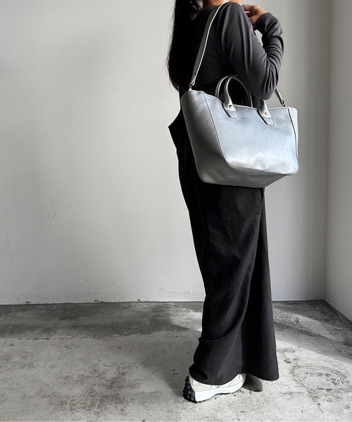 favori（ファヴォリ）の「EM:Favoriメッシュポーチ付き合皮トート（トートバッグ・レディース・アイボリー/ブラック/ダークブラウン/シルバー・FREE）」の12枚目の写真