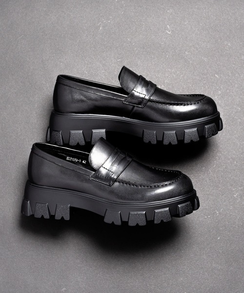 endevice（エンデヴァイス）の「レザー ハイソール Uチップ コインローファー / 本革 レザーシューズ / 日本製（ローファー・メンズ・ブラック・44/40/42）」の7枚目の写真